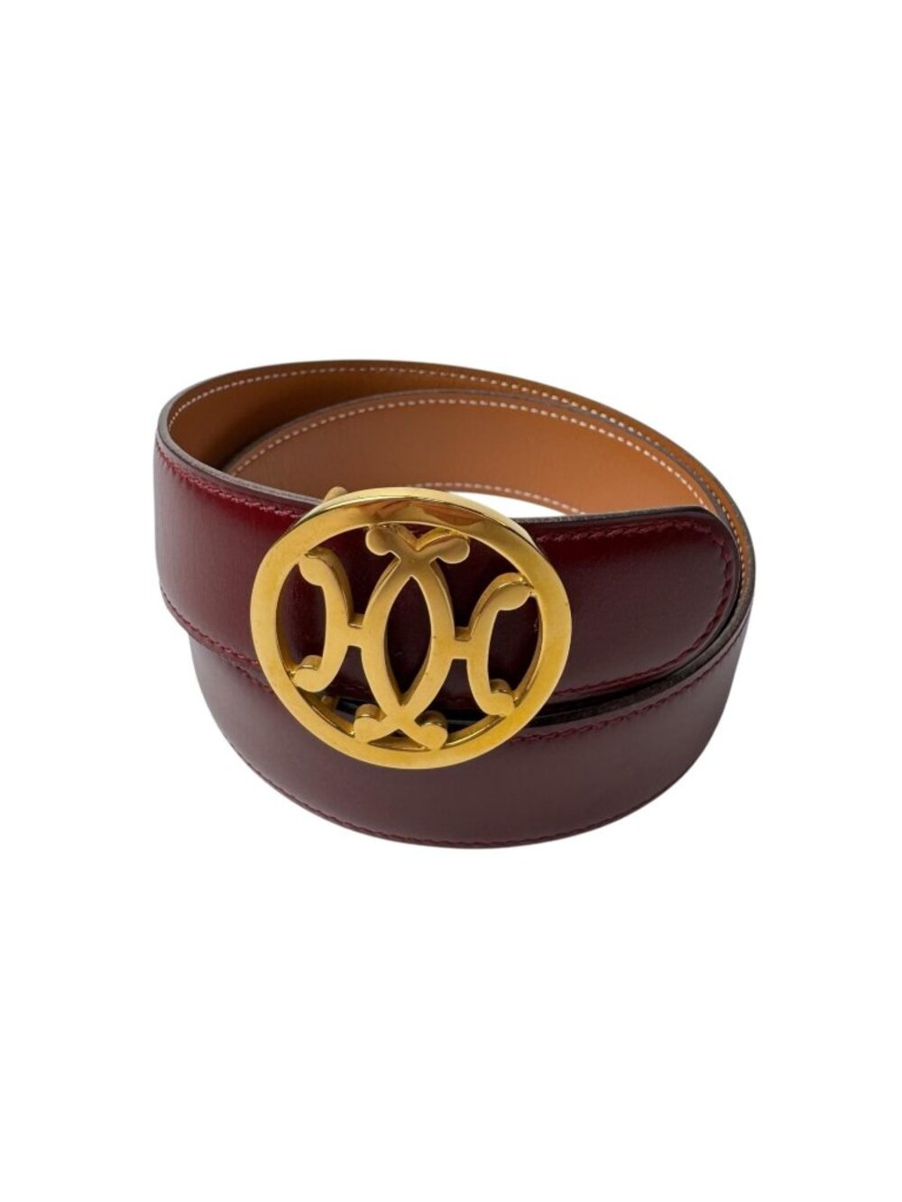 Hermes Double H Circle Logo Reversible Belt Vintage
